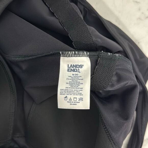 Lands End Black Square Neck One Piece Swimsuit 16DD NWT - Picture 5 of 5